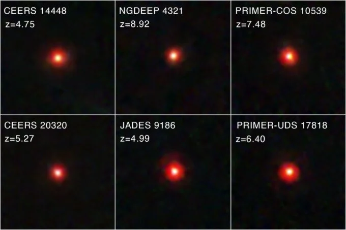 JWST image of little red dots, early universe black holes, cosmic discoveries by James Webb Telescope