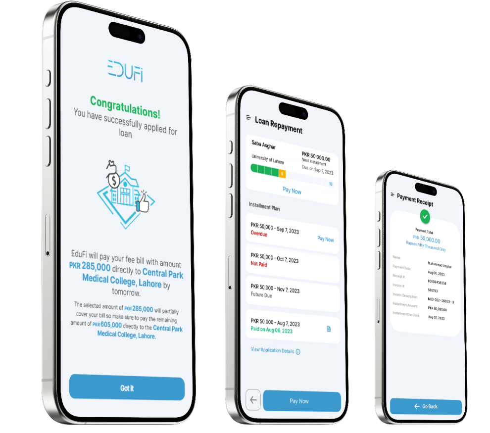Image Credits: EduFi app repayment screens / EduFi