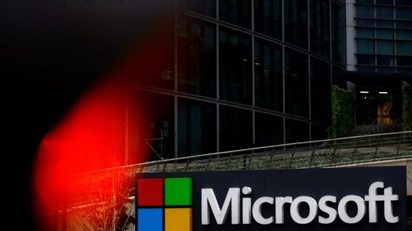 A view shows a Microsoft logo at Microsoft offices in Issy-les-Moulineaux near Paris, France, January 25, 2023. REUTERS/Gonzalo Fuentes/ File photo
