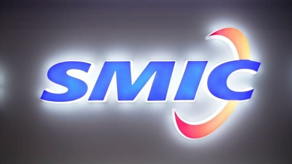 A logo of Semiconductor Manufacturing International Corporation (SMIC) is seen at China International Semiconductor Expo (IC China 2020) following the coronavirus disease (COVID-19) outbreak in Shanghai, China October 14, 2020. REUTERS/Aly Song/File photo