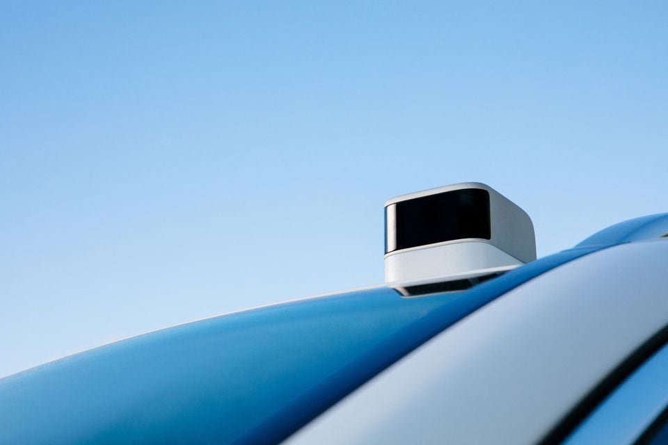 Sensor is seen on a vehicle at Aeva Inc, a Mountain View, California-based startup that makes lidar sensors to help self-driving vehicles see the road in an undated handout photo provided September 4, 2020. Courtesy of Aeva Inc/Handout via REUTERS/ File Photo